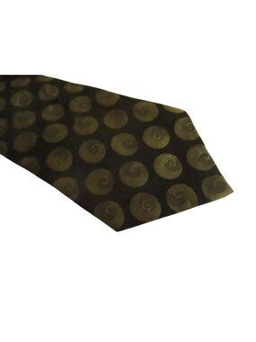 Vintage Mens Silk Neck Tie Green 3.5” 52" Swirl Crown Print